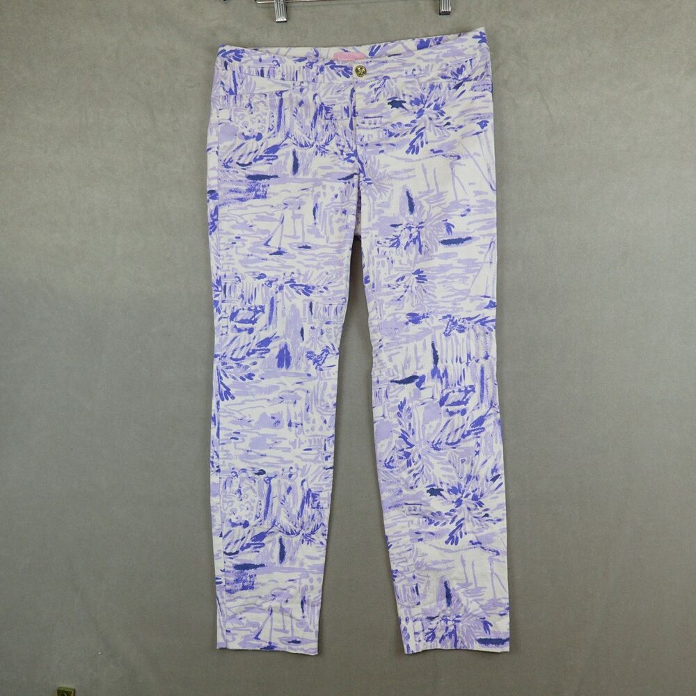 Lilly Pulitzer Kelly High Rise Skinny Ankle Pants 8 Lilac Verbena Rock the Dock